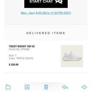 Adidas Yeezy Boost 350 V2 Triple White Size 7